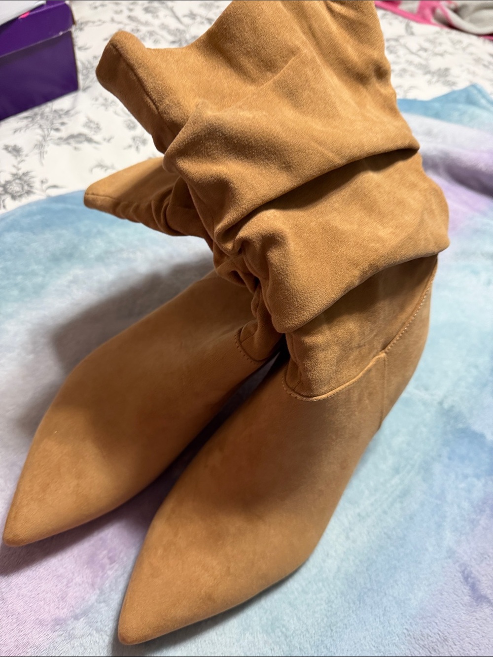 Women's Slouchy Pointed Toe Ankle Boots - Tan